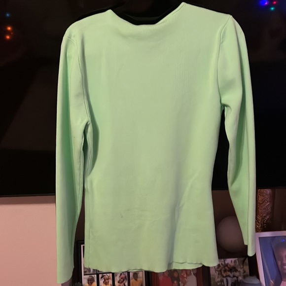 DKNY lime green sweater with slit - Picture 3 of 4